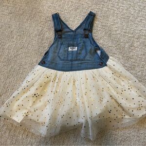 OshKosh B'gosh Denim and Cream Starry Overall Dress